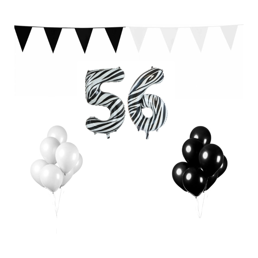 56 jaar Verjaardag Versiering Pakket Zebra