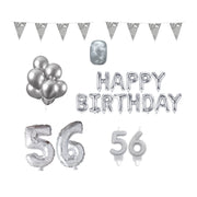 56 jaar Verjaardag Versiering Pakket zilver