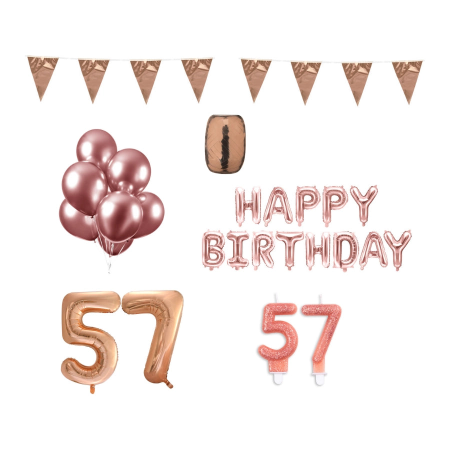 57 jaar Verjaardag Versiering Pakket Rosé Goud