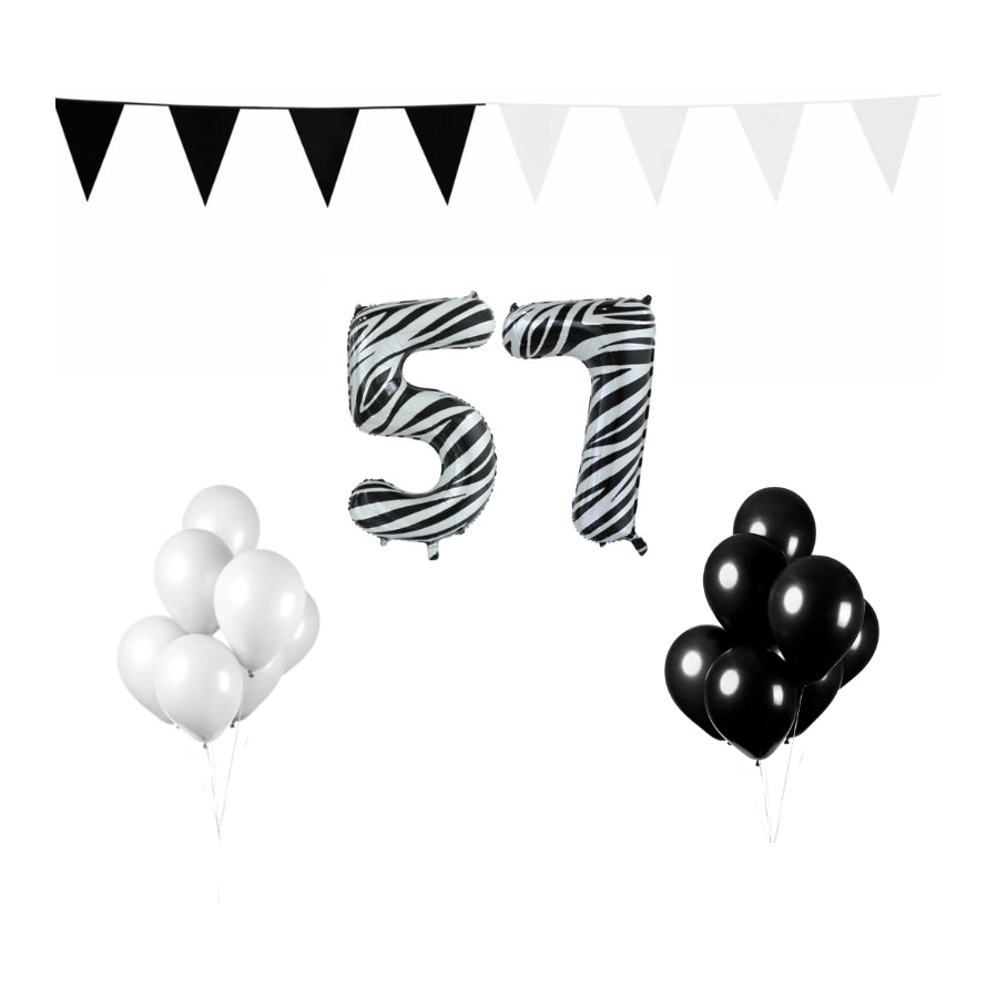 57 jaar Verjaardag Versiering Pakket Zebra