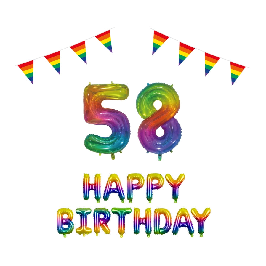 58 jaar Verjaardag Versiering Pakket Regenboog