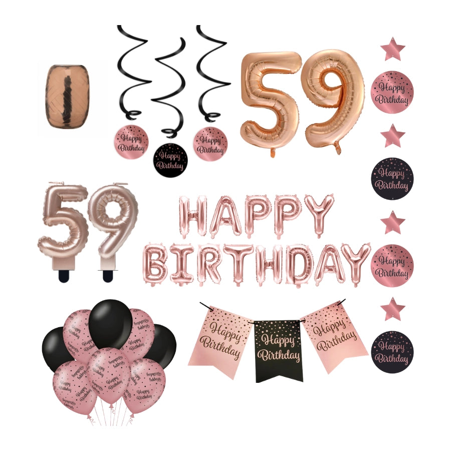 59 jaar Verjaardag Versiering Pakket Rose Gold