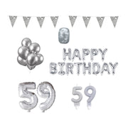 59 jaar Verjaardag Versiering Pakket zilver
