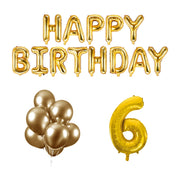 6 jaar Verjaardag Versiering Ballon Pakket Goud