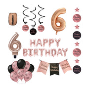 6 jaar Verjaardag Versiering Pakket Rose Gold