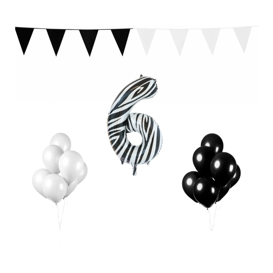 6 jaar Verjaardag Versiering Pakket Zebra