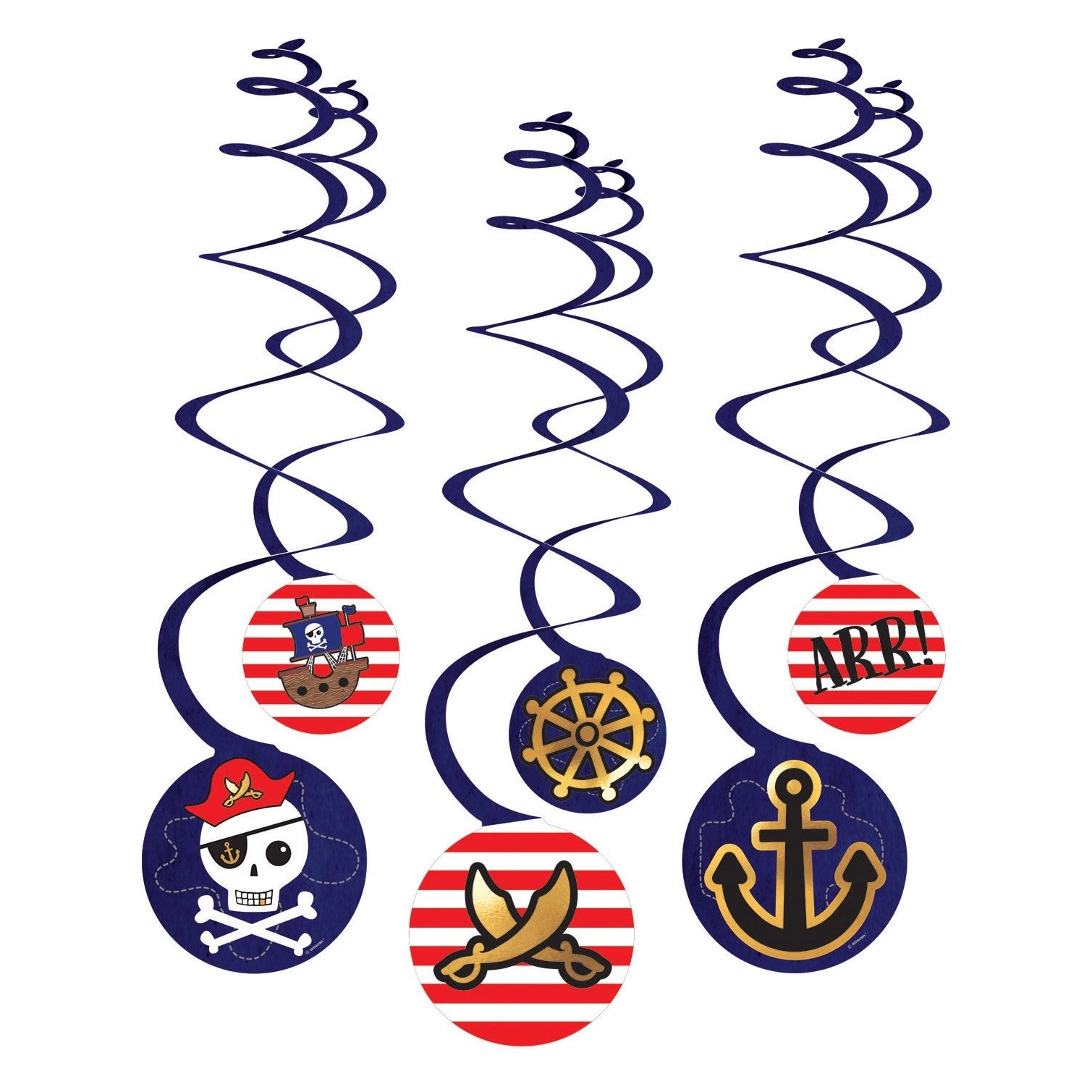 6 Swirl Decoraties Piraten