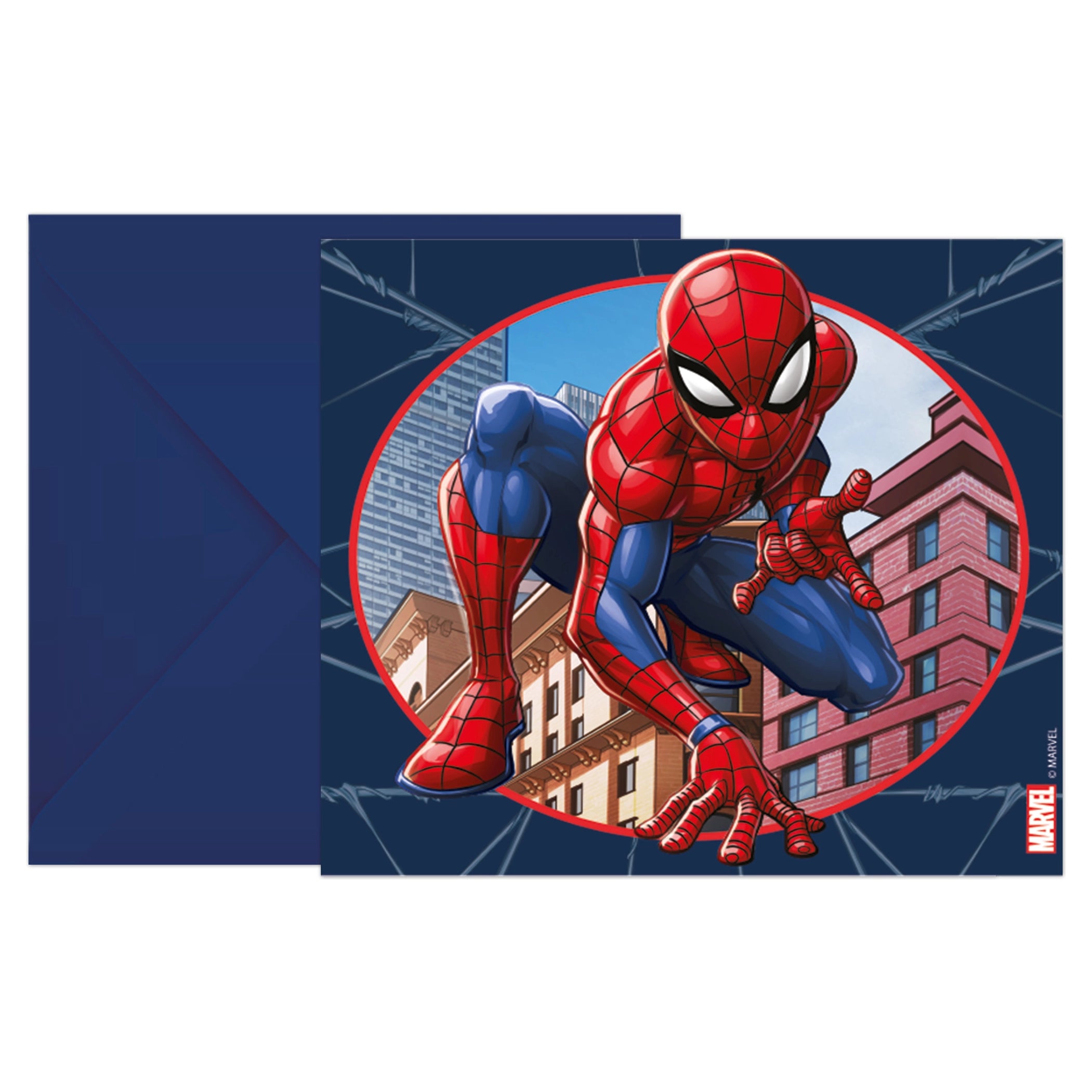 6 uitnodigingen met envelop – spiderman crime fighter