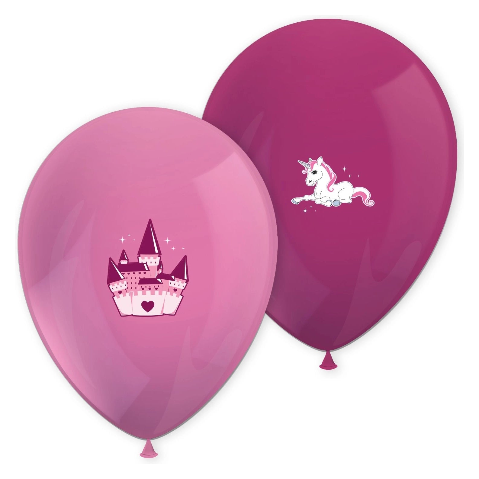 6 unicorn ballonnen roze/ donkerroze 28cm