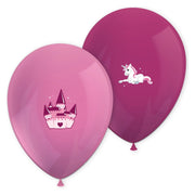 6 unicorn ballonnen roze/ donkerroze 28cm