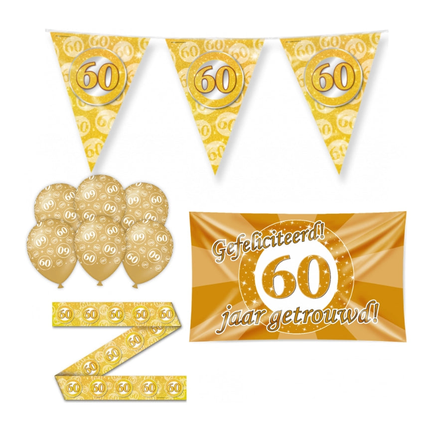 60 jaar Getrouwd Versiering pakket - M