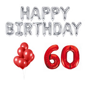 60 jaar Verjaardag Versiering Ballon Pakket rood & zilver
