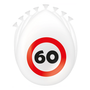 60 Jaar Verkeersbord Ballonnen - 8 stuks