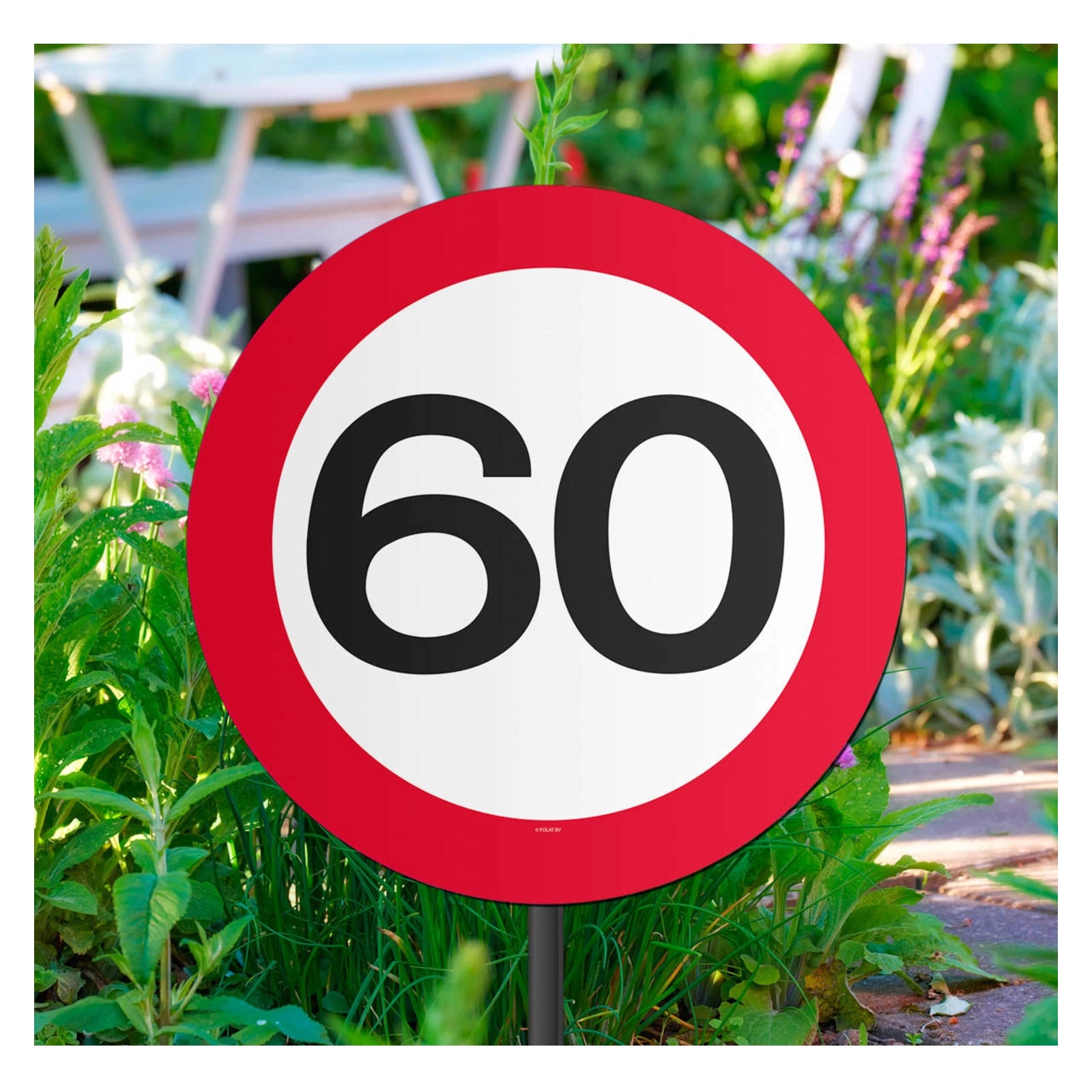 60 Jaar Verkeersbord Tuinbord 26x48cm