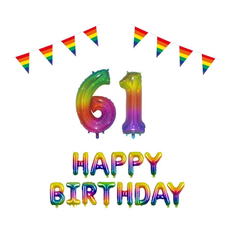 61 jaar Verjaardag Versiering Pakket Regenboog