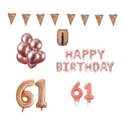 61 jaar Verjaardag Versiering Pakket Rosé Goud