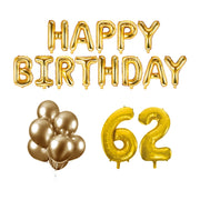 62 jaar Verjaardag Versiering Ballon Pakket Goud