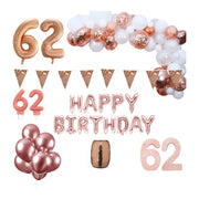 62 jaar Verjaardag Versiering Pakket Rosé goud XL