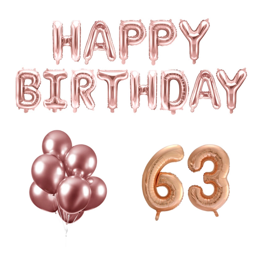 63 jaar Verjaardag Versiering Ballon Pakket rosé goud