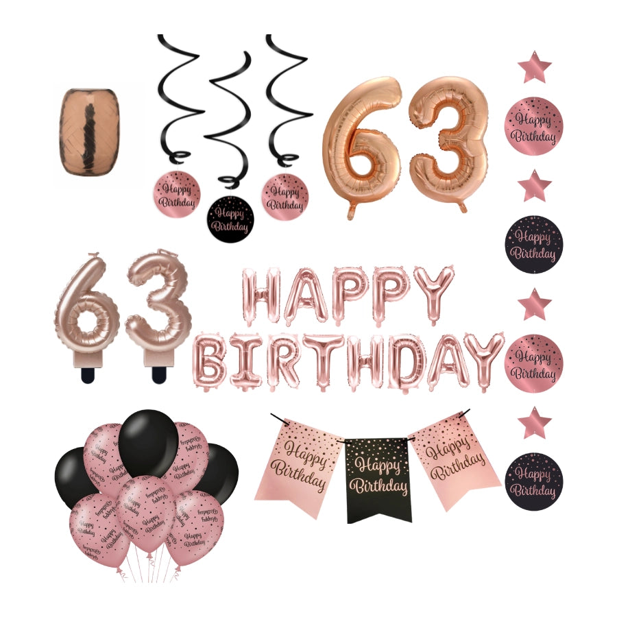 63 jaar Verjaardag Versiering Pakket Rose Gold