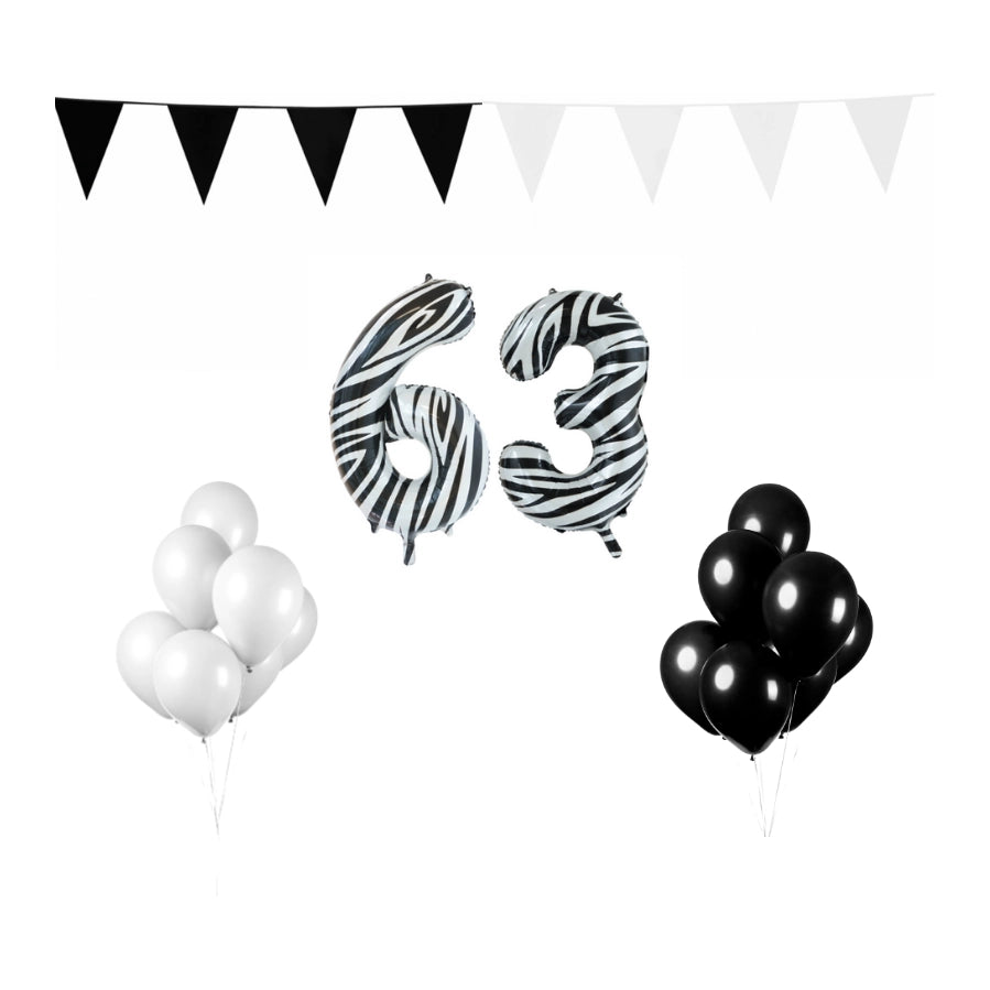 63 jaar Verjaardag Versiering Pakket Zebra