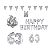 63 jaar Verjaardag Versiering Pakket zilver