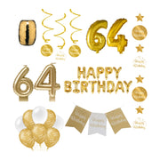 64 jaar Verjaardag Versiering Pakket Gold