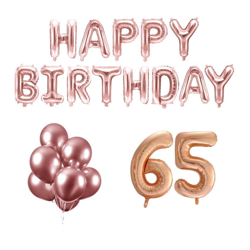 65 jaar Verjaardag Versiering Ballon Pakket rosé goud