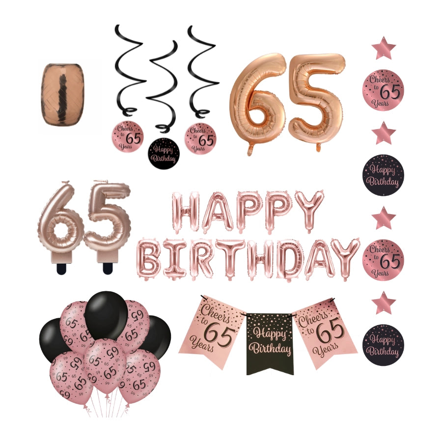 65 jaar Verjaardag Versiering Pakket Rose Gold