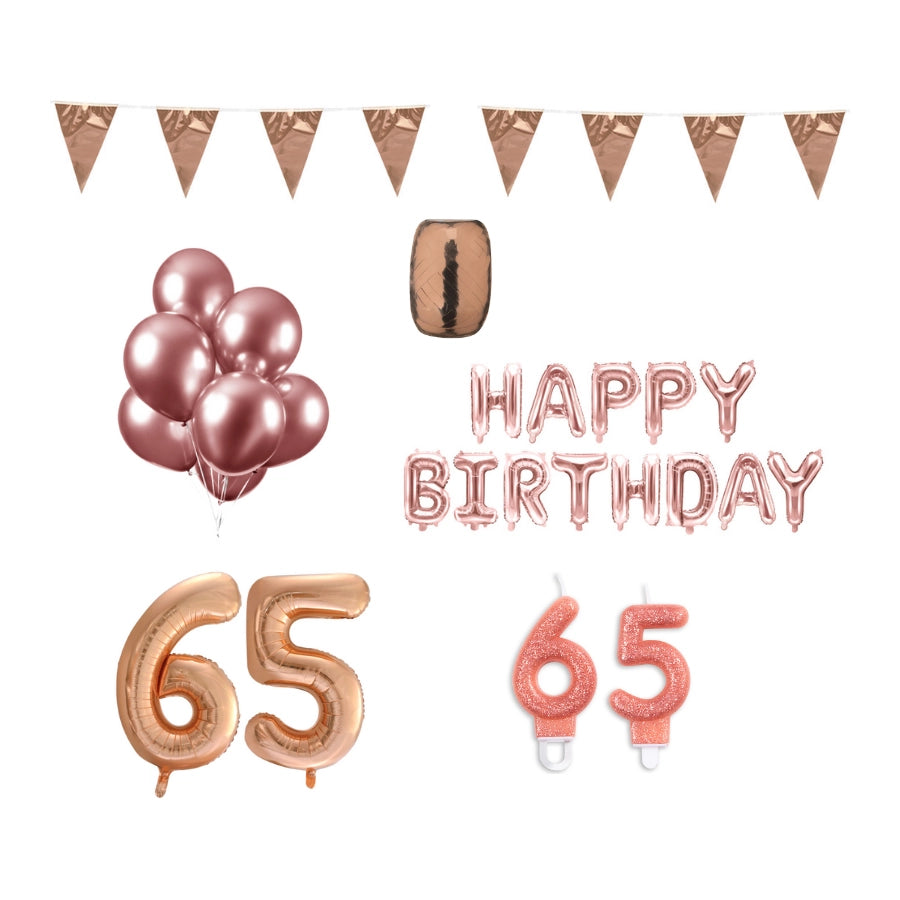 65 jaar Verjaardag Versiering Pakket Rosé Goud