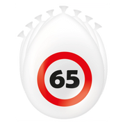 65 Jaar Verkeersbord Ballonnen - 8 stuks