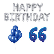 66 jaar Verjaardag Versiering Ballon Pakket Blauw & zilver