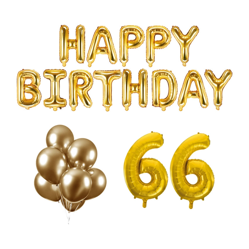 66 jaar Verjaardag Versiering Ballon Pakket Goud