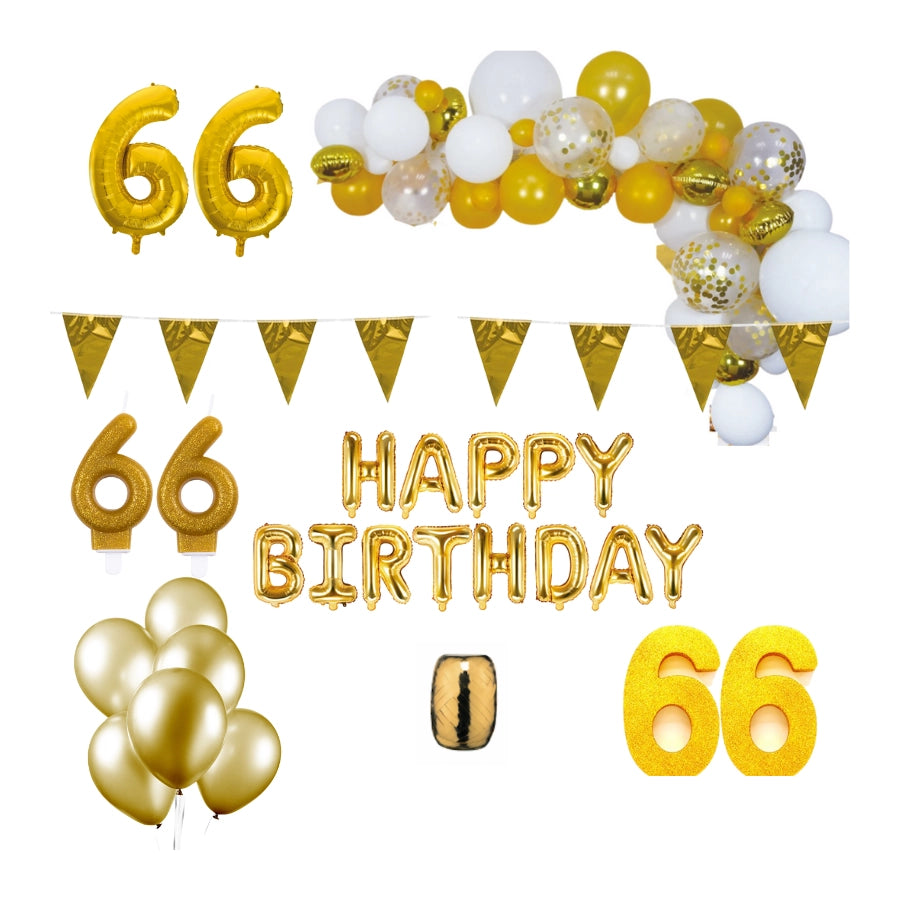 66 jaar Verjaardag Versiering Pakket Goud XL