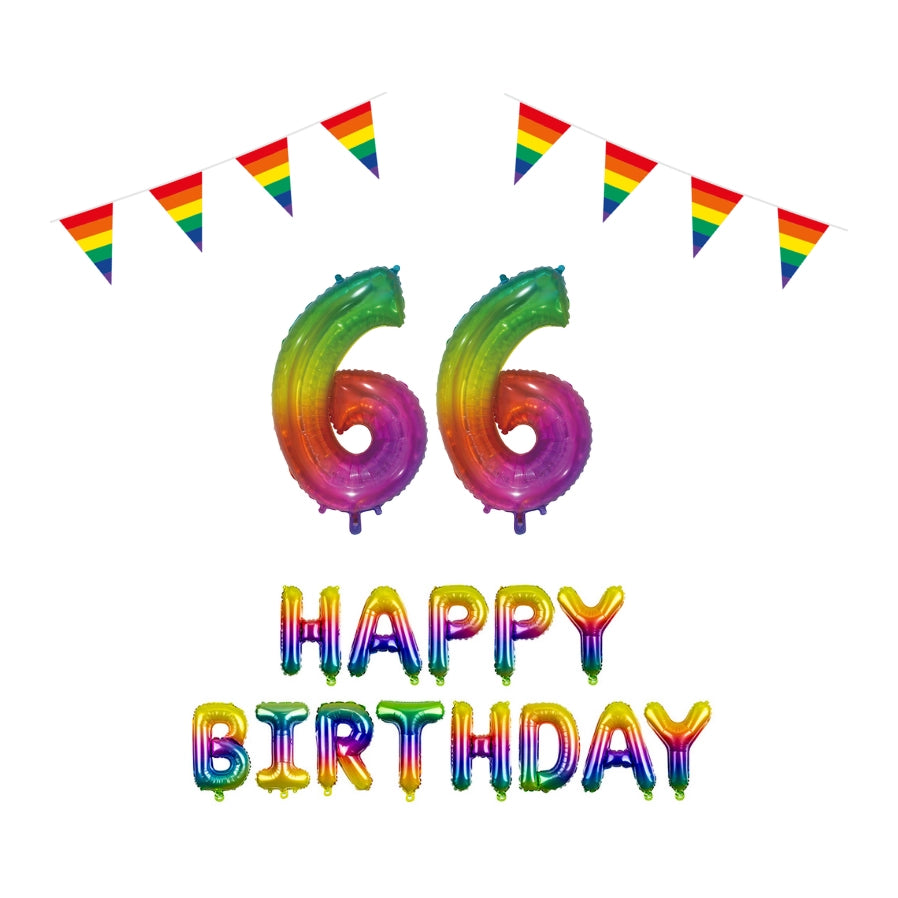 66 jaar Verjaardag Versiering Pakket Regenboog