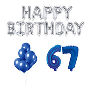 67 jaar Verjaardag Versiering Ballon Pakket Blauw & zilver