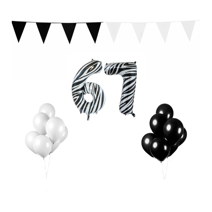 67 jaar Verjaardag Versiering Pakket Zebra