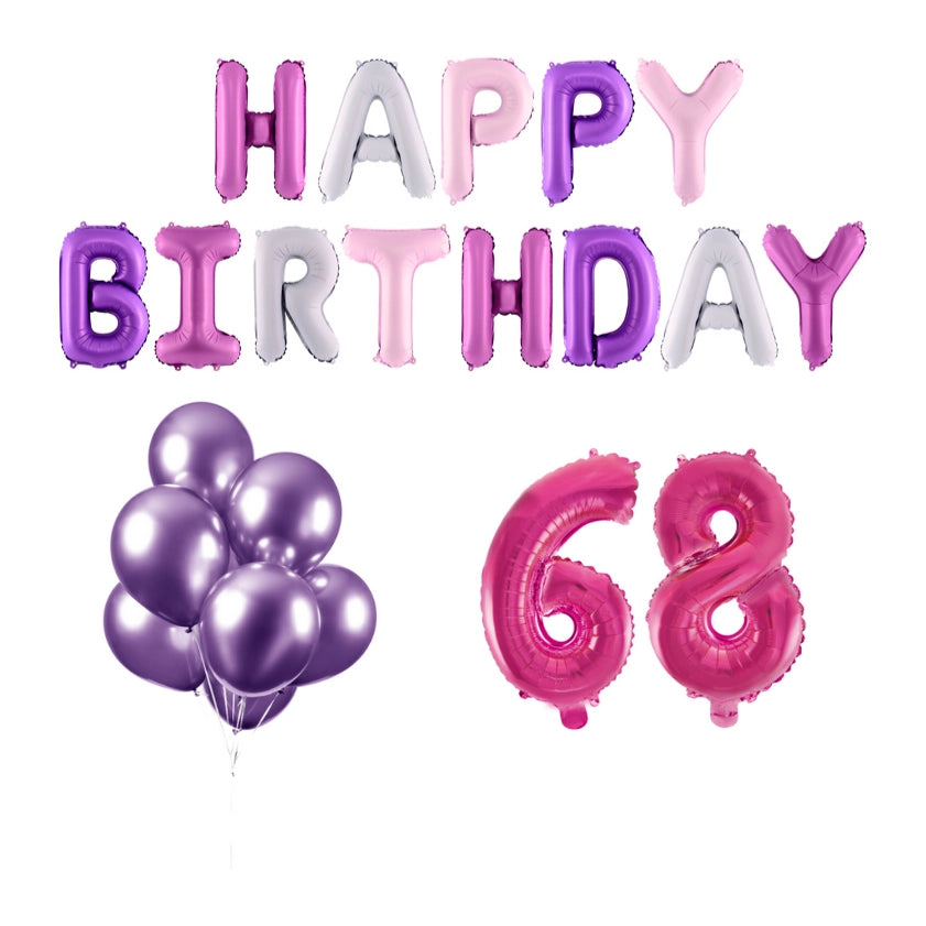 68 jaar Verjaardag Versiering Ballon Pakket Pastel & Roze