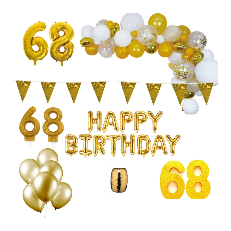68 jaar Verjaardag Versiering Pakket Goud XL