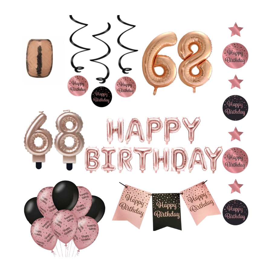 68 jaar Verjaardag Versiering Pakket Rose Gold