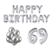 69 jaar Verjaardag Versiering Ballon Pakket zilver