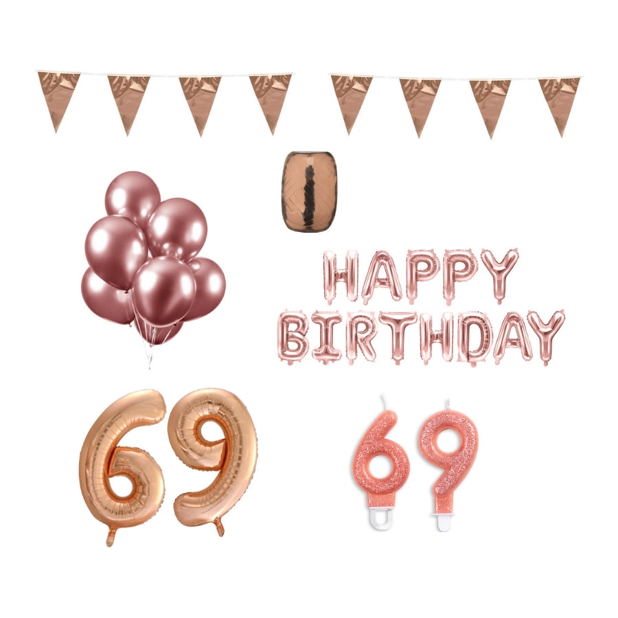 69 jaar Verjaardag Versiering Pakket Rosé Goud