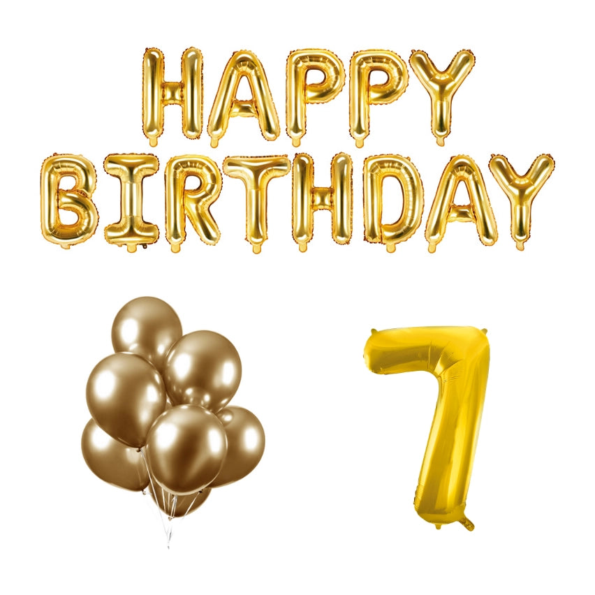 7 jaar Verjaardag Versiering Ballon Pakket Goud