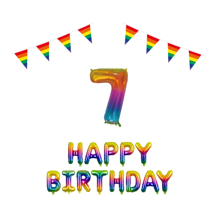 7 jaar Verjaardag Versiering Pakket Regenboog