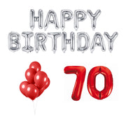 70 jaar Verjaardag Versiering Ballon Pakket rood & zilver