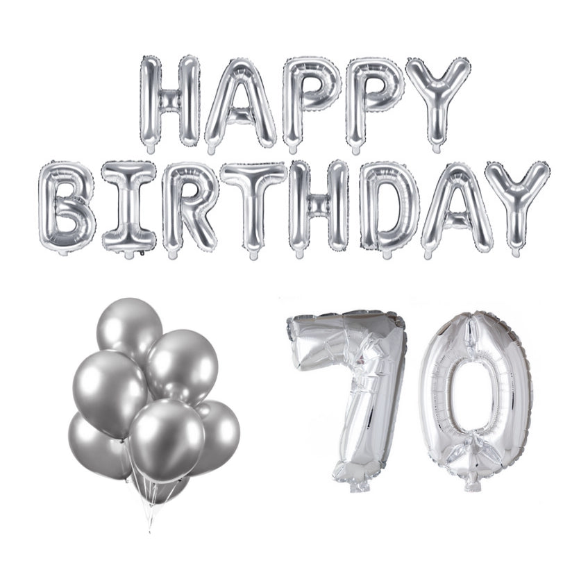 70 jaar Verjaardag Versiering Ballon Pakket zilver