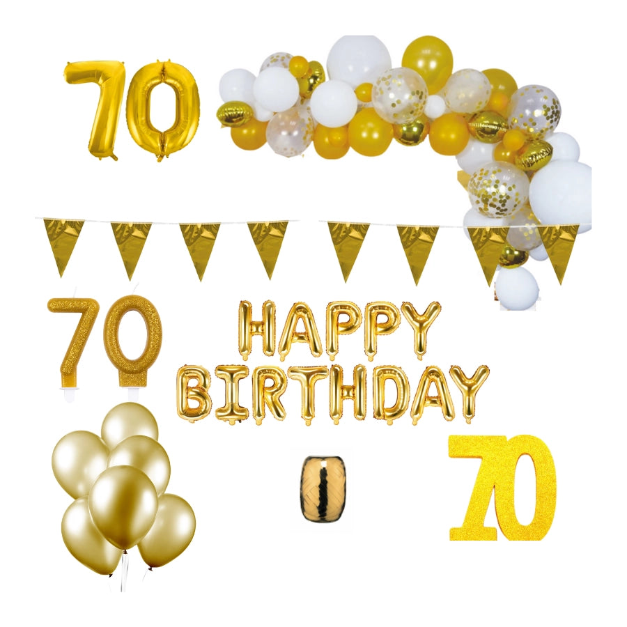 70 jaar Verjaardag Versiering Pakket Goud XL