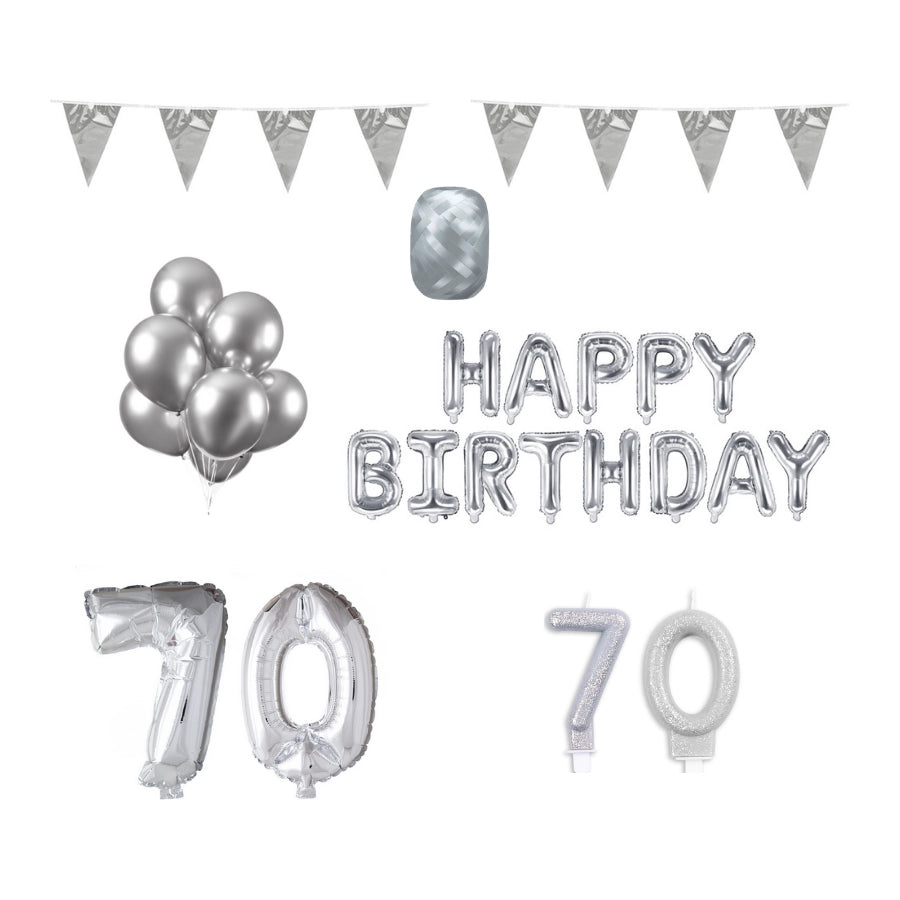 70 jaar Verjaardag Versiering Pakket zilver