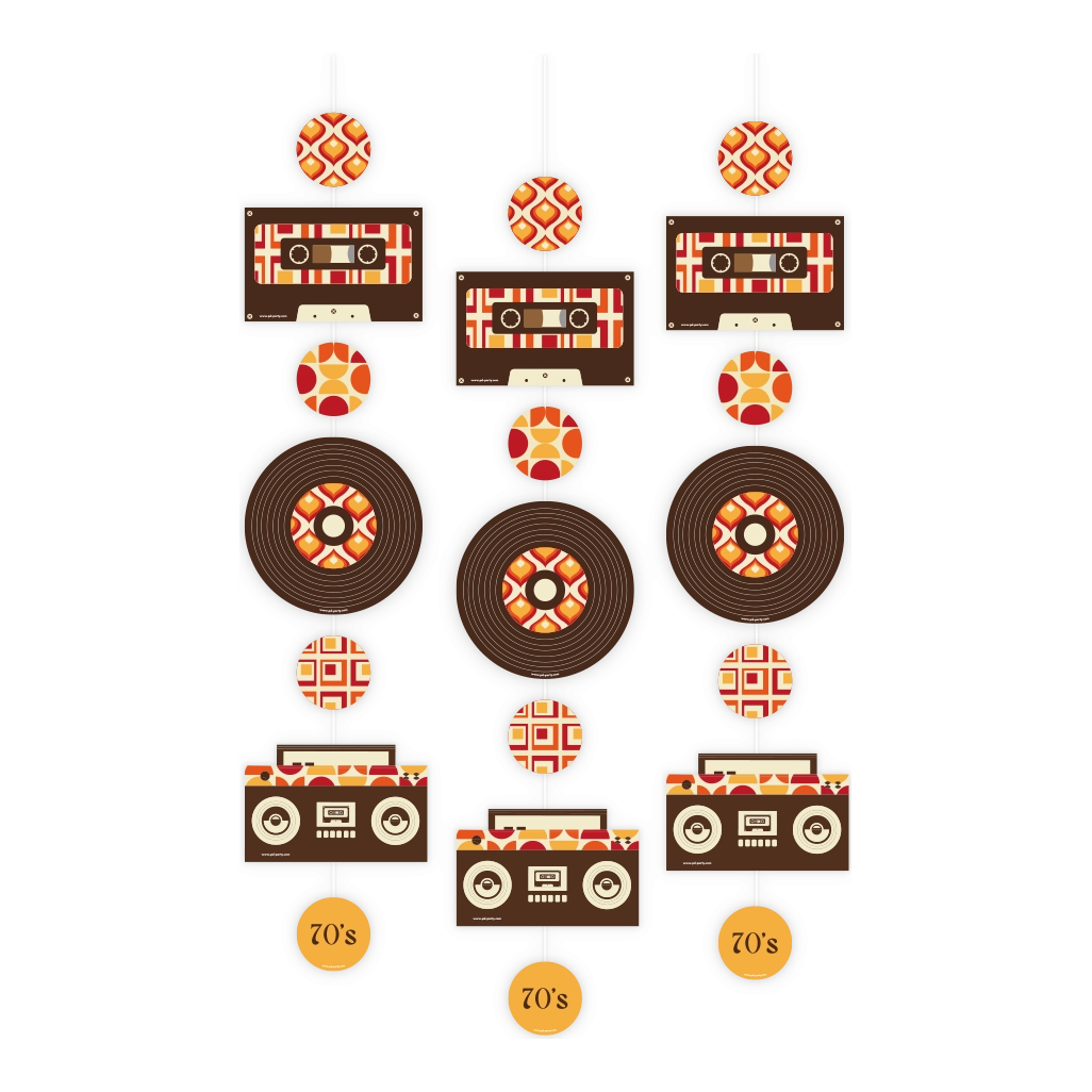 70's - Hang decoratie - 3 stuks