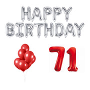 71 jaar Verjaardag Versiering Ballon Pakket rood & zilver